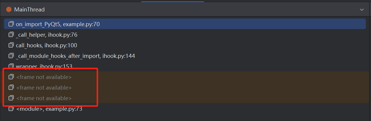 冻结模块在PyCharm的调试截图