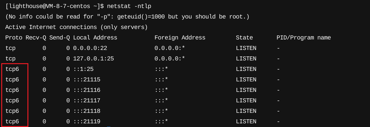 netstat命令截图2 - RustDesk服务绑定在tcp6